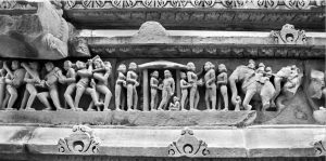 Section of a narrative frieze encircling the temple at the level of the plinth, southeast side, Lakshmana temple. The John C. and Susan L. Huntington Archive of Buddhist and Related Art, The Ohio State University