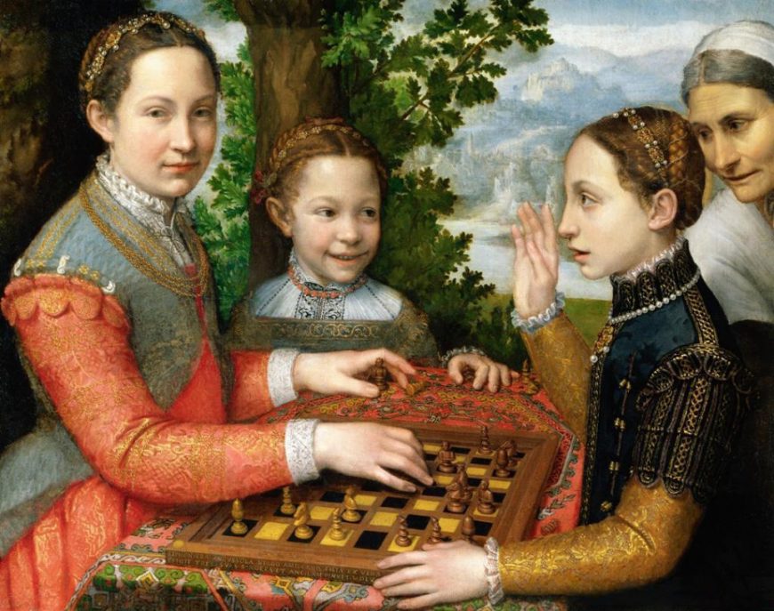 Sofonisba Anguissola, he Chess Game (Portrait of the artist's sisters playing chess), 1555, oil on canvas, 72 x 97 cm (National Museum in Poznań)