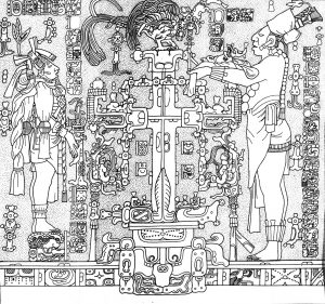 Panel from Temple Of The Cross sactuary, Palenque (Maya), Late Classic Period (Schele, #174)
