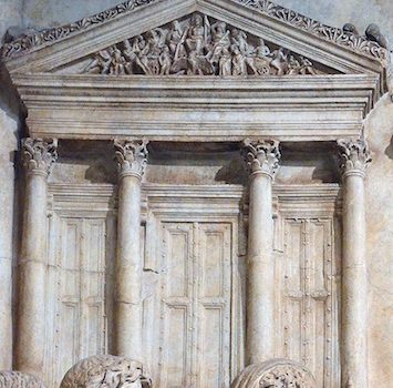 Temple of Jupiter (detail), Relief with Marco Aurelius sacrificing to Jupiter (Pietas Augusti), from the decoration of a triumphal arch, 177-180 C.E. (Capitoline Museums, Rome)
