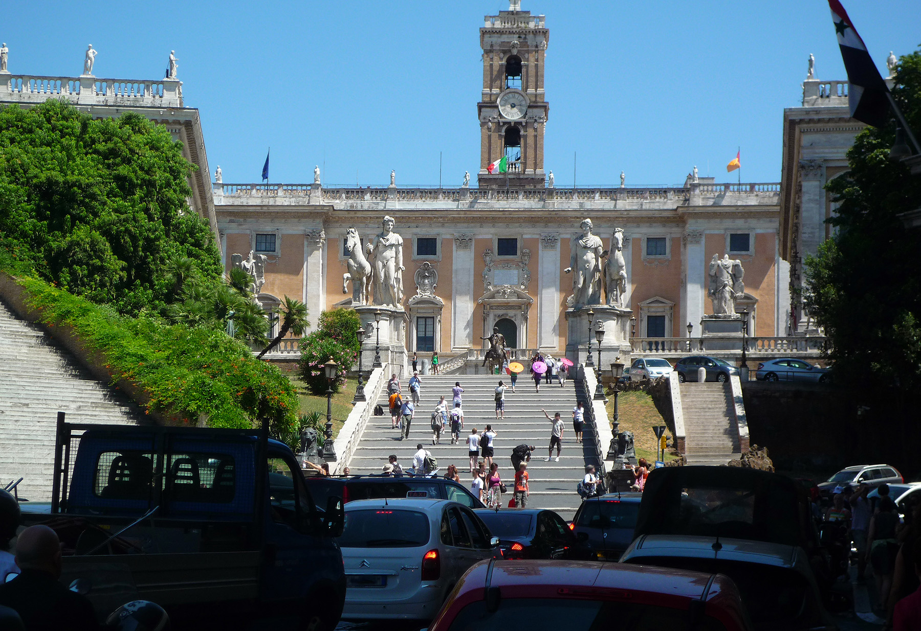 Looking up to the Capitoline Hill from the street below