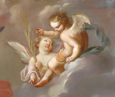 Angels, Miguel Cabrera, The Virgin of the Apocalypse, 1760, oil on canvas, 352.7 x 340 cm (Museo Nacional de Arte, INBA)