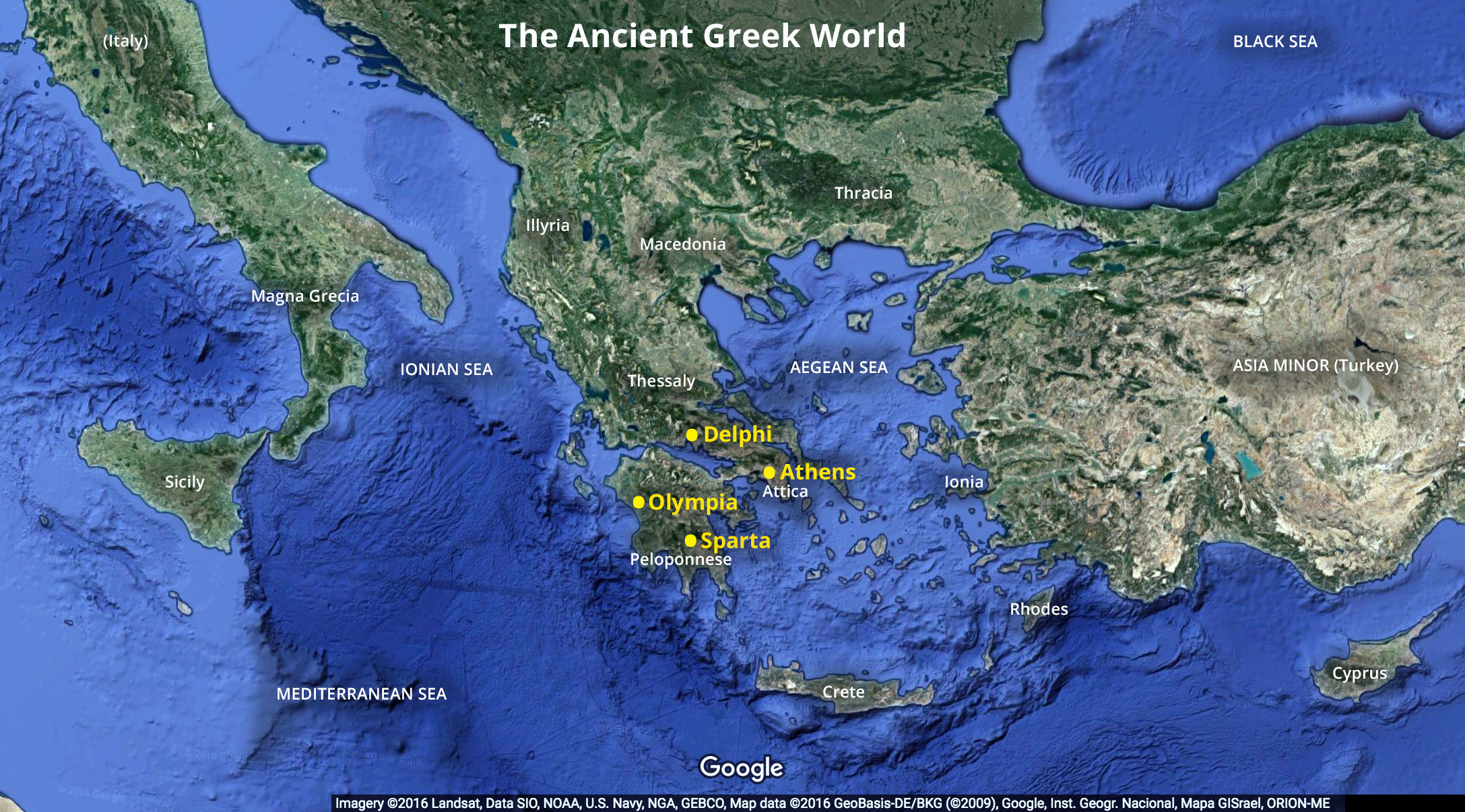 Map of the Mediterranean Sea (Google Maps, 2016)