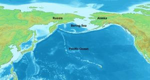 Map showing the Bering Sea