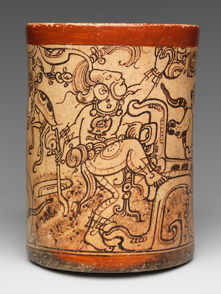 Vessel, Mythological Scene, 7th-8th century, Guatemala, Mesoamerica, Maya, ceramic, 14 x 11.4 cm (The Metropolitan Museum of Art)