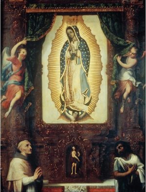 Miguel Cabrera, Altarpiece of the Virgin of Guadalupe with Saint John the Baptist, Fray Juan de Zumárraga and Juan Diego (Museo Nacional de Arte, INBA)