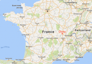 Map of France showing the location of Cluny