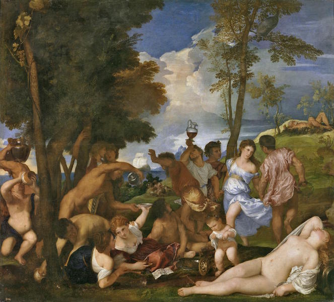 Titian, Bacchanal of the Andrians, 1523, oil on canvas, 175 x 193 cm (Museo del Prado)Titian, Bacchanal of the Andrians, 1523, oil on canvas, 175 x 193 cm (Museo del Prado)