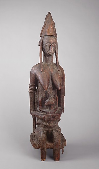 Mother and Child, 15th-20th century, Mali, Bougouni or Dioila region, Bamana peoples, wood, 123.5 x 36.6 x 36.5 cm (The Metropolitan Museum of Art)