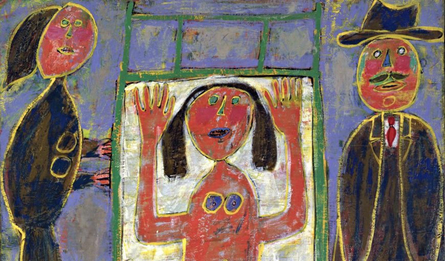 Jean Dubuffet, Childbirth (detail), 1944, oil on canvas, 99.8 x 80.8 cm (MoMA)