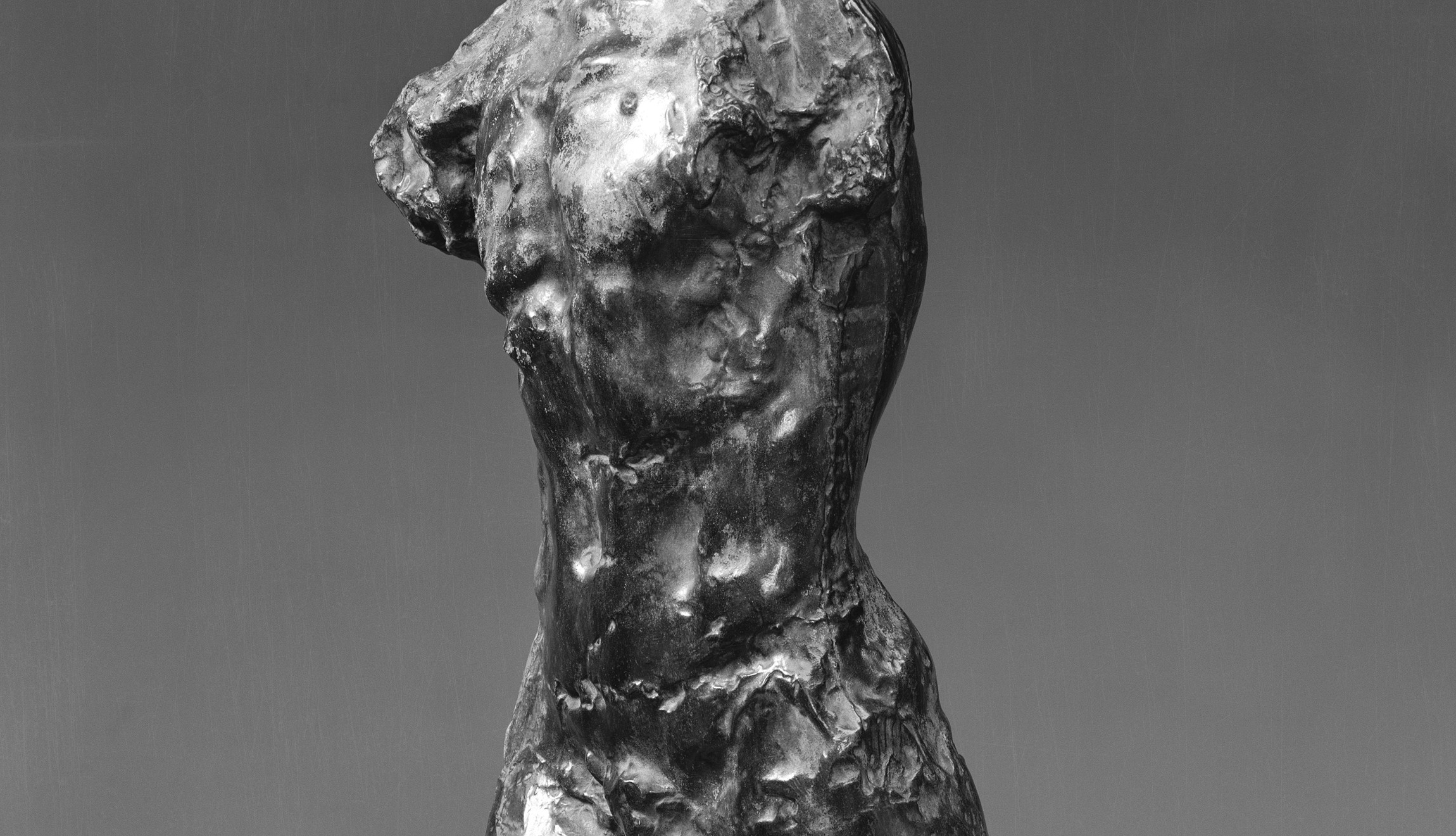 Auguste Rodin, The Walking Man (detail), before 1900 (cast by Alexis Rudier before 1914), bronze with green patina, 85.1 cm high (The Metropolitan Museum of Art)