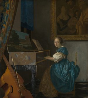 Johannes Vermeer, A Young Woman Seated at a Virginal, c. 1670-72, oil on canvas, 51.5 x 45.5 cm (The National Gallery, London)