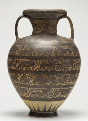 Early Corinthian Amphora with Real and Fantastic Animals, c. 625-600 B.C.E., terra-cotta, 44.4 x 30 cm (The Walters Art Museum)
