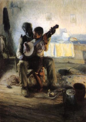 Henry Ossawa Tanner, The Banjo Lesson, 1893, oil on canvas, 49 × 35.5 inches / 124.5 × 90.2 cm (Hampton University Museum, Hampton, VA)