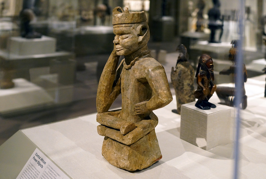 Seated Figure (Tumba), 19th–20th century, Kongo peoples, Bamboma village, Angola or Democratic Republic of the Congo, Steatite, 41.3 x 21.9 x 13 cm (The Metropolitan Museum of Art)