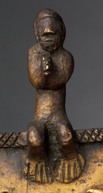 Detail, Crucifix, 16th-17th century, Democratic Republic of the Congo; Angola; Republic of the Congo, solid cast brass, 27.3 cm high (The Metropolitan Museum of Art)