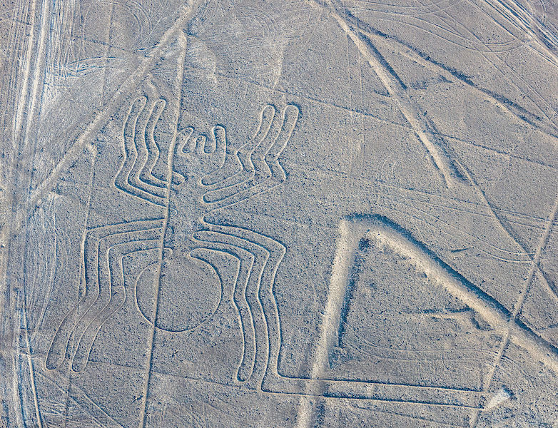 Spider, Nasca Geoglypph, over 300 feet in length, formed approximately 2000 years ago (photo: Diego Delso, CC BY-SA 4.0)