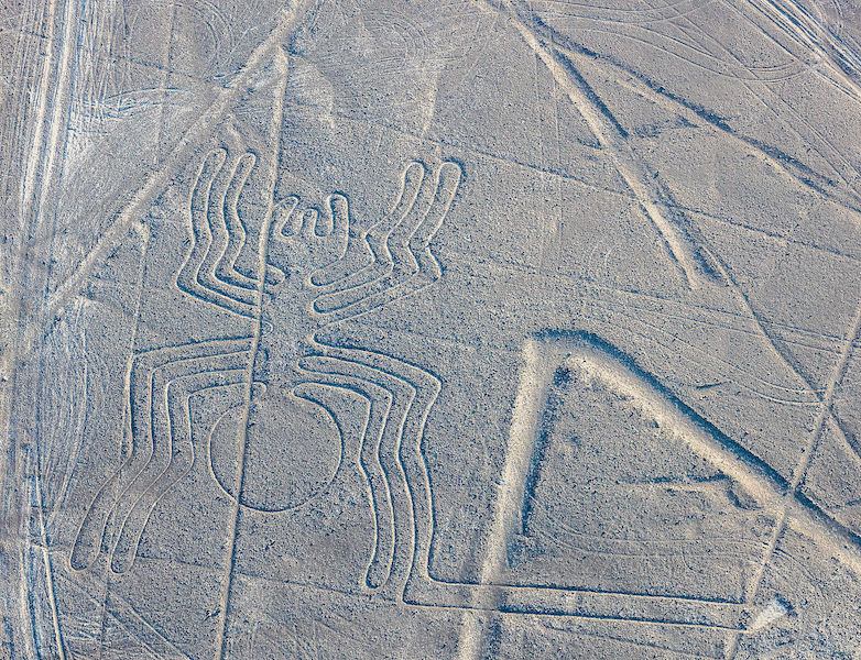 Павук, Nasca Geoglypphh, довжиною понад 300 футів, утворився приблизно 2000 років тому (фото: Дієго Делсо, CC BY-SA 4.0)