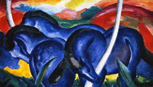 Franz Marc, The Large Blue Horses, 1911, oil on canvas, 41.6 × 71.3 inches (Walker Art Center)