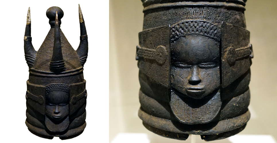 Helmet Mask, 19th-20th century, Sierra Leone, Moyamba region, Mende or Sherbro peoples, wood, metal, 47.9 x 22.2 x 23.5cm (The Metropolitan Museum of Art)