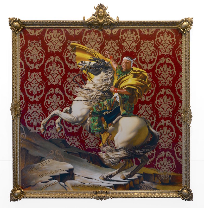 Kehinde Wiley, Napoleon Leading the Army over the Alps By Gayle Clemans Kehinde Wiley, Napoleon Leading the Army over the Alps, 2005, oil paint on canvas, 274.3 x 274.3 cm (108 x 108 in) (Brooklyn Museum of Art, New York) 