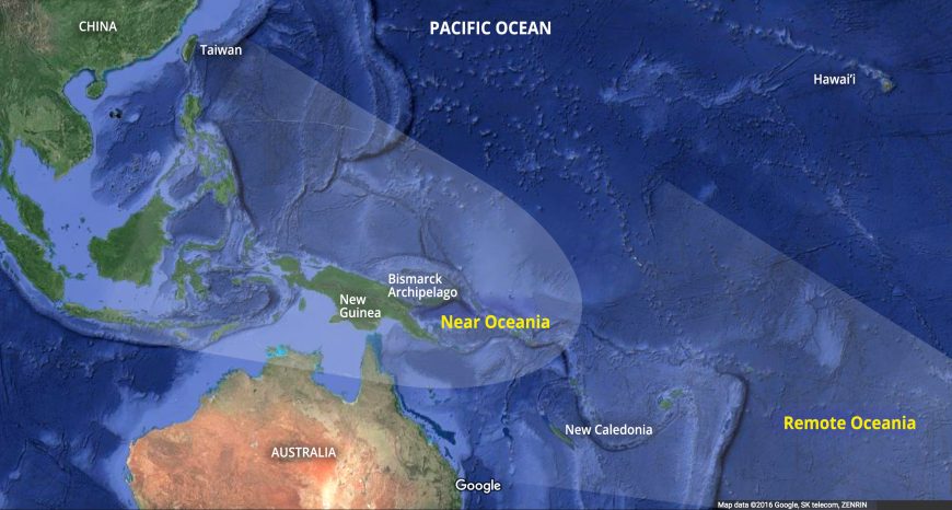 Near Oceania and Remote Oceania, underlying map © Google