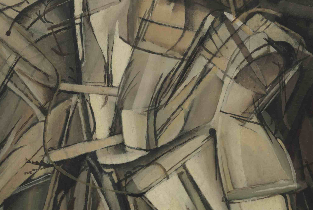 Detalle, Marcel Duchamp, Desnudo Descendiendo una Escalera (No. 2), 1912, óleo sobre lienzo, 57 7/8 x 35 1/8 (151.8 x 93.3 cm) (Philadelphia Museum of Art)