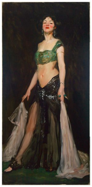 Robert Henri, Salome Dancer, 1909, oil on canvas, 77 x 37 inches / 195.6 x 94 cm (Mead Art Museum, Amherst College)