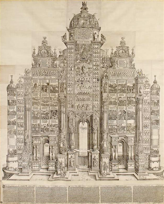 Albrecht Dürer and others, The Triumphal Arch, c. 1515, woodcut printed from 192 individual blocks, 357 x 295 cm, Germany © Trustees of the British Museum.