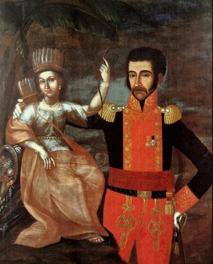 Pedro José Figueroa, Bolívar and the Allegory of America, 1819, oil on canvas, Museo Quinta de Bolivar, Bogotá (Ministerio de Cultura de Colombia)