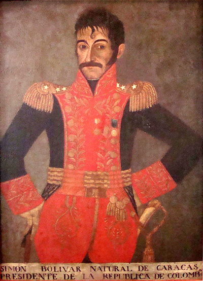 Pedro José Figueroa, Simón Bolívar: Liberator of Colombia, c. 1820, oil on canvas, 95 x 64 cm (Museo Nacional de Colombia, Bogotá)