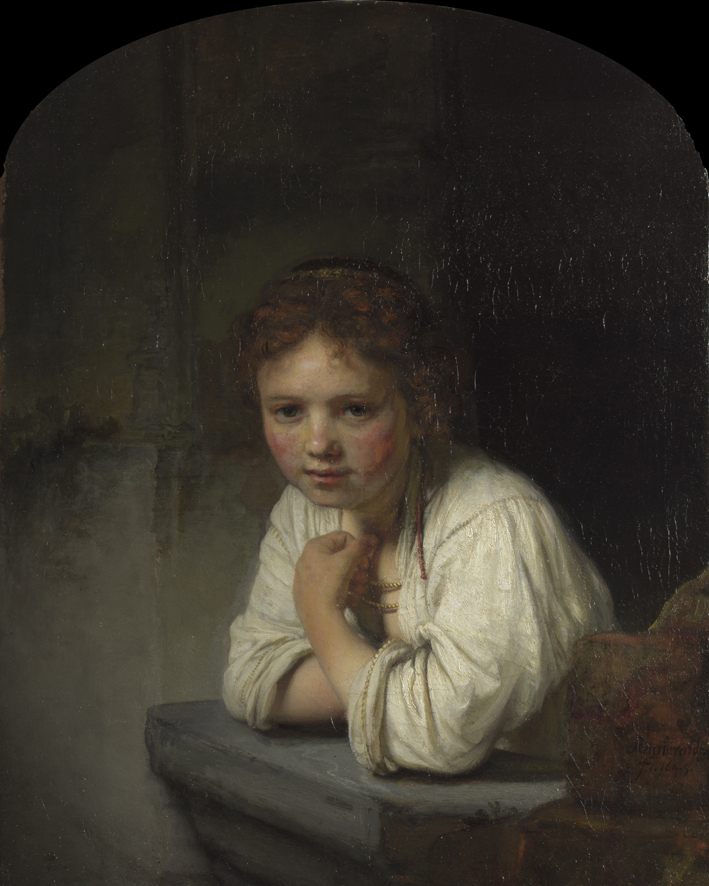 Rembrandt Harmensz van Rijn, Girl at a Window, 1645, oil on canvas, 81.8 x 66.2 cm (Dulwich Picture Galley, London)
