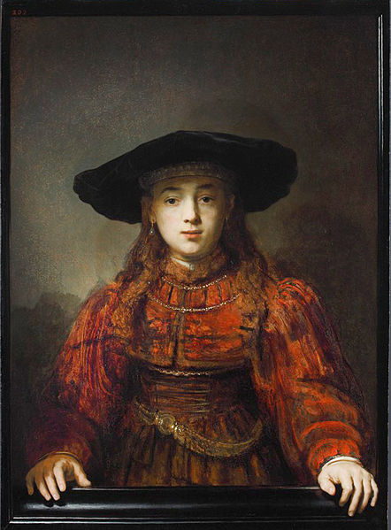 Rembrandt, Girl in a Picture Frame, 1641, oil on canvas, 105.5 x 76 cm (The Lanckoroński Collection, Royal Castle Museum, Warsaw)