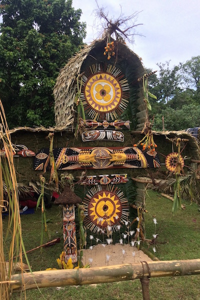 Wowara and a Walik below (the two lobsters) displayed at the annual “New Ireland Day” festival, 2016 (photo: Elisha Omar)