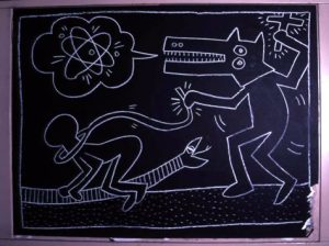 Keith Haring, Untitled Subway Drawing, 1982, caulk on paper @ Keith Haring Foundation