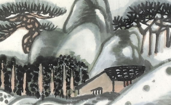 detail), Zhu Xiuli, Landscape, c. 1985-89, handscroll, ink and colour on paper, 30.3 cm high, China © Trustees of the British Museum