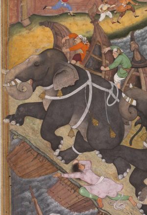Basawan and Chetar, "Akbar" (detail) from the Akbarnama, c. 1586-89, Mughal Empire, opaque watercolor and gold on paper, 33 x 30 cm (© Victoria and Albert Museum, London)