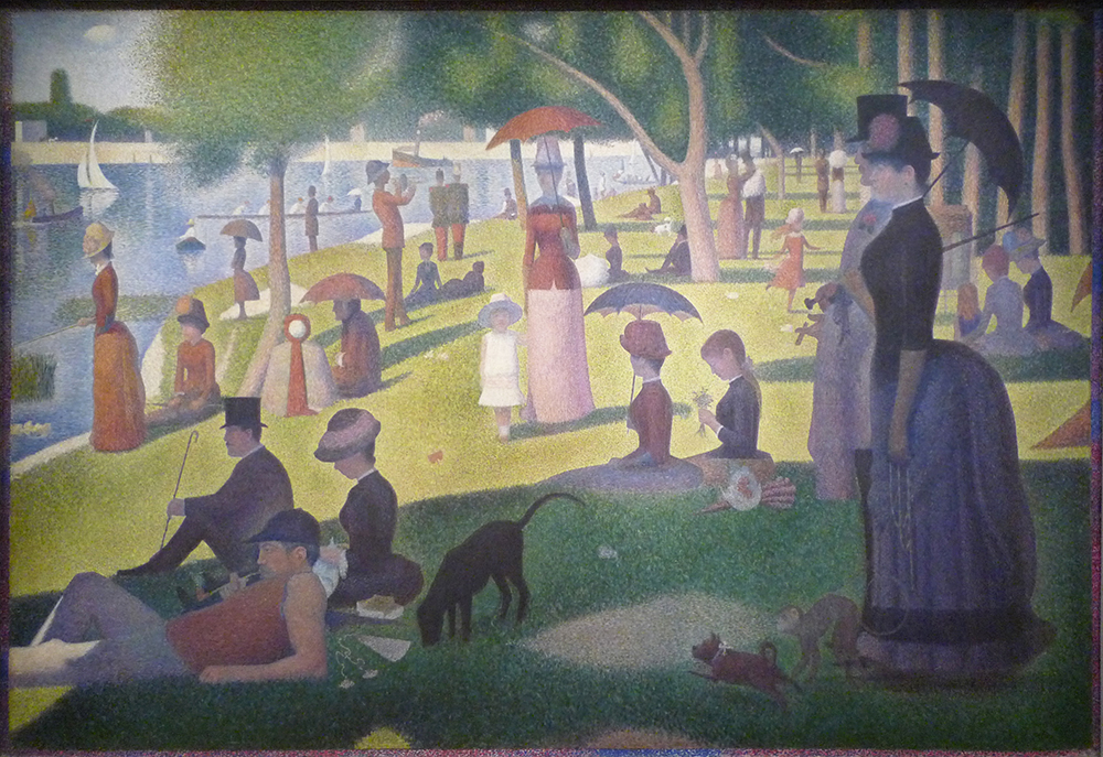 Georges Seurat, A Sunday on La Grande Jatte – 1884, 1884-86, oil on canvas, 81-3/4 x 121-1/4 inches (207.5 x 308.1 cm) (The Art Institute of Chicago)