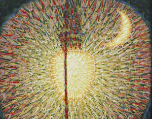 Giacomo Balla, Street Light (detail), c. 1910-11 (dated on painting 1909), oil on canvas, 174.7 x 114.7 cm (The Museum of Modern Art, New York)