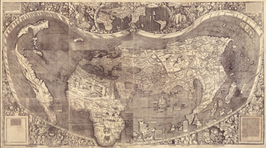 Martin Waldseemüller, Universalis Cosmographia, 1507, composite map, 128 x 233 cm (Library of Congress, Washington D.C.)