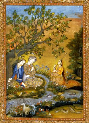 Lovers in a Landscape, 1760-70, India, miniature pasted on an album leaf, 22.2 × 15.2 cm (The David Collection, Copenhagen)