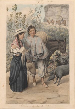 Carmelo Fernández, A Muleteer and a Weaver from Vélez, 1850-51, watercolor on paper (Colombian National Library)