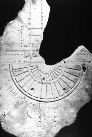 Reconstruction of a part of the Forma Urbis Romae, the great ancient marble map of Rome from the time of Septimius Severus.