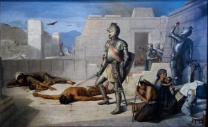 Félix Parra, Episodes of the Conquest: The Massacre of Cholula, 1877, oil on canvas, 65 x 106 cm (Museo Nacional de Arte INBA (MUNAL), Mexico City)
