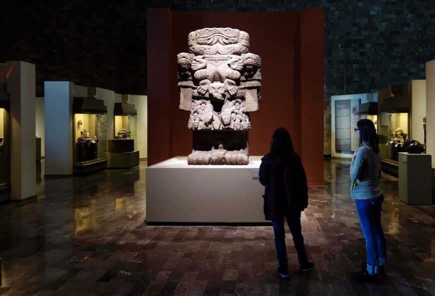 Coatlicue, c. 1500, Mexica (Aztec), found on the SE edge of the Plaza Mayor/Zocalo in Mexico City, basalt, 257 cm high (National Museum of Anthropology, Mexico City)