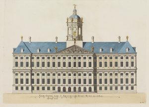 Frederik de Wit, Amsterdam Town Hall from the Stedenboek, c. 1698, handcolored print (KB, National Library of the Netherlands)