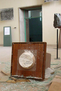 Broken-off foot of vase, tossed over, National Museum of Iraq, May 2003, photo: Joanne Farchakh