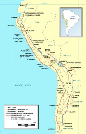 Map of the Inka road system (Manco Capac, CC BY-SA 3.0)