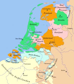 Map of The United Provinces of the Netherlands in the 18th century 