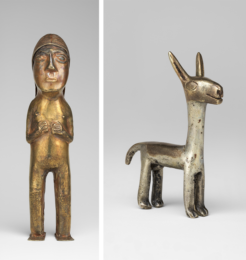Left: Female figurine; right: Camelid figurine